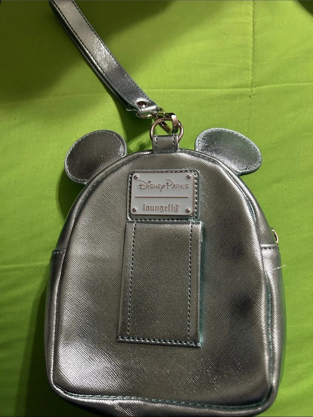 Loungefly Metallic Silver Mickey Ear Mini Backpack Crossbody